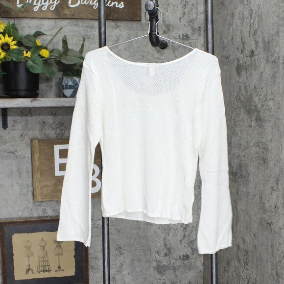 NWT Bentley Womens Unlined Vintage Mesh USA Made Shirt Top bntly M White - Picture 2 of 5